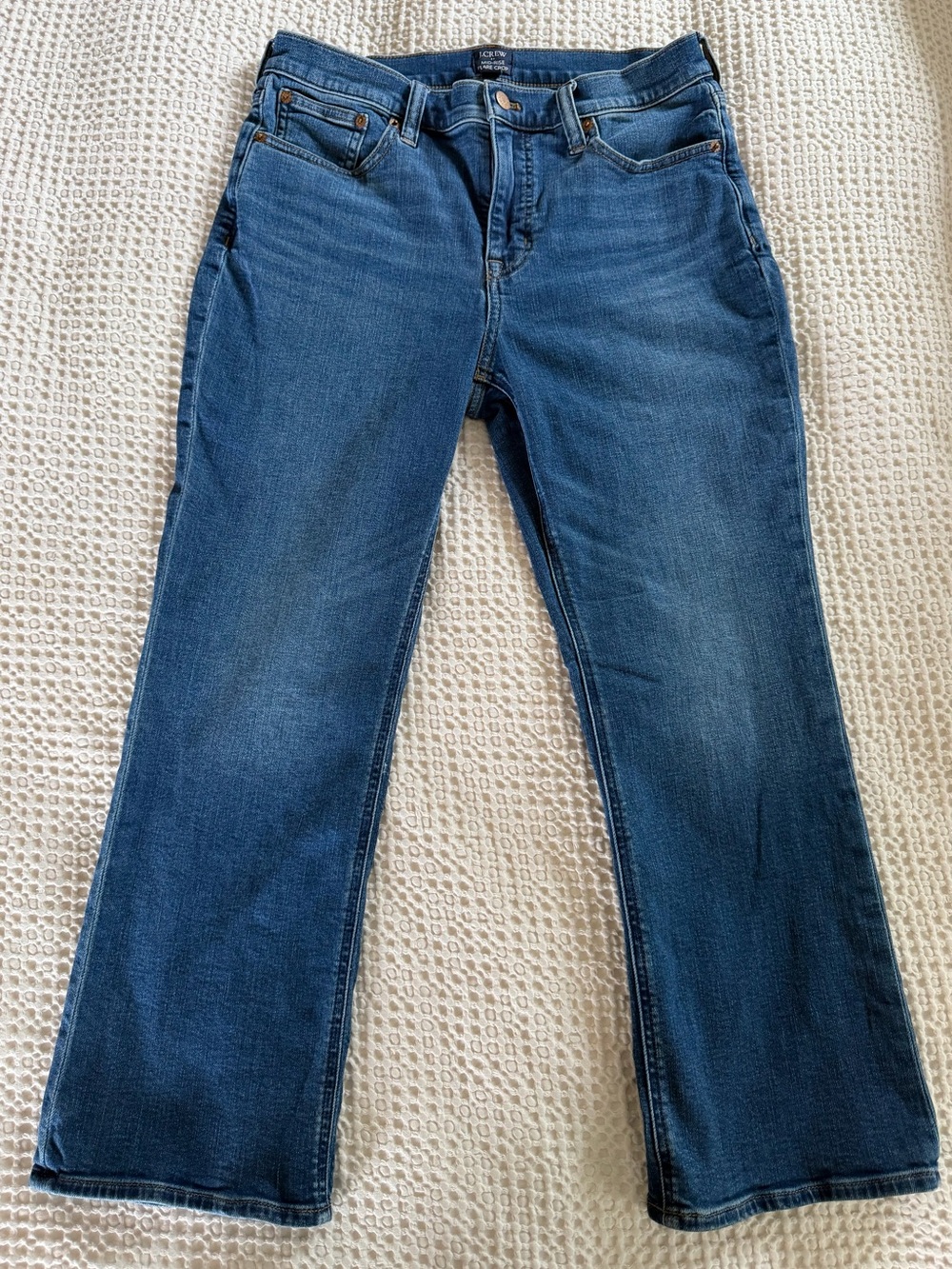 J.Crew Mid-Rise Flare Crop Jeans Size 29 Medium Blue - Picture 2 of 11